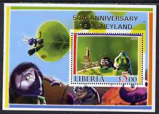 Liberia 2005 50th Anniversary of Disneyland overprint on Bugs life perf m/sheet #1 unmounted mint, stamps on insects, stamps on disney