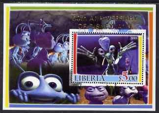 Liberia 2005 50th Anniversary of Disneyland overprint on Bugs life perf m/sheet #2 unmounted mint, stamps on insects, stamps on disney
