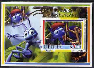 Liberia 2005 50th Anniversary of Disneyland overprint on Bugs life imperf m/sheet #3 unmounted mint, stamps on insects, stamps on disney