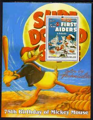 Somalia 2004 75th Birthday of Mickey Mouse #06 - First Aiders perf m/sheet unmounted mint, stamps on , stamps on  stamps on disney, stamps on  stamps on medical, stamps on  stamps on baseball