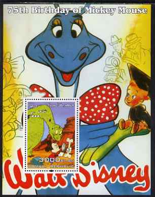 Somalia 2004 75th Birthday of Mickey Mouse #04 - Dinosaurs perf m/sheet unmounted mint, stamps on disney, stamps on dinosaurs