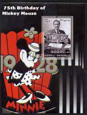 Somalia 2003 75th Birthday of Mickey Mouse #7 - Disney & Minnie Mouse perf s/sheet unmounted mint, stamps on disney, stamps on personalities