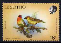 Lesotho 1988 Birds 16s Cape Weaver unmounted mint, SG 796*, stamps on birds, stamps on 