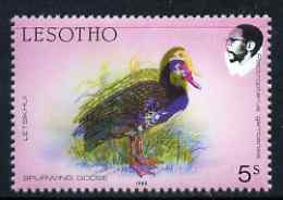 Lesotho 1988 Birds 5s Spurwing Goose fine colour shift of red & blue resulting in two birds unmounted mint as SG 793*, stamps on birds    goose