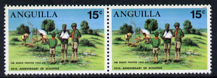 Anguilla 1970 Scouting 15c horiz pair, one stamp with Apostrophe over c variety, unmounted mint, stamps on scouts