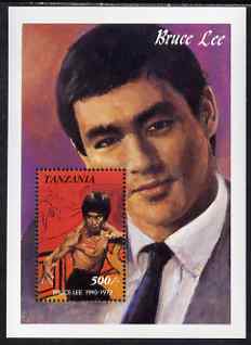 Tanzania 1992 Entertainers - Bruce Lee 500s perf m/sheet unmounted mint, SG MS 1135a, stamps on , stamps on  stamps on personalities, stamps on  stamps on martial arts, stamps on  stamps on films, stamps on  stamps on movies, stamps on  stamps on cinema