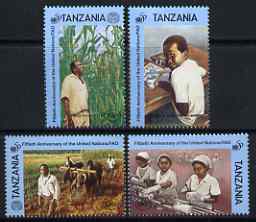 Tanzania 1995 50th Anniversary of UN Food & Agriculture Organisation perf set of 4 unmounted mint SG 2064-7, stamps on united nations, stamps on maize, stamps on farming, stamps on agriculture, stamps on oxen, stamps on bovine, stamps on ploughing, stamps on spinning, stamps on textiles, stamps on 
