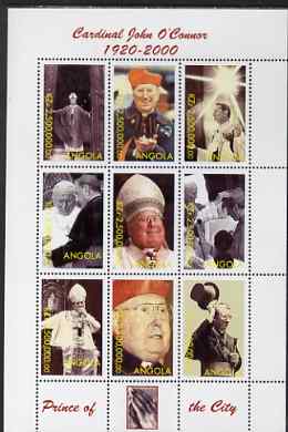 Angola 2000 Cardinal John O'Connor perf sheetlet containing set of 9 values unmounted mint, stamps on personalities, stamps on pope, stamps on religion