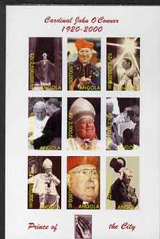 Angola 2000 Cardinal John OConnor imperf sheetlet containing set of 9 values unmounted mint. Note this item is privately produced and is offered purely on its thematic ap..., stamps on personalities, stamps on pope, stamps on religion