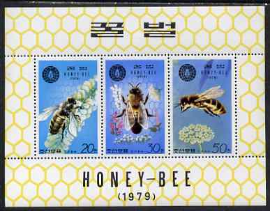 North Korea 1979 The Honey Bee perf sheetlet comprising the set of 3 unmounted mint, as SG N1928-30, stamps on insects, stamps on bees, stamps on honey, stamps on 