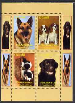 Turkmenistan 2000 Dogs perf sheetlet containing complete set of 4 values unmounted mint. Note this item is privately produced and is offered purely on its thematic appeal, stamps on dogs, stamps on  gsd , stamps on 