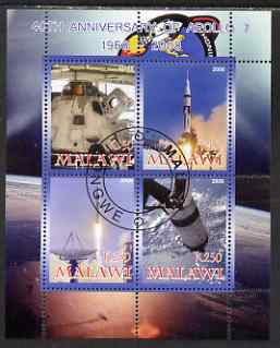 Malawi 2008 40th Anniversary of Apollo 7 perf sheetlet containing 4 values fine cto used, stamps on space, stamps on apollo, stamps on rockets