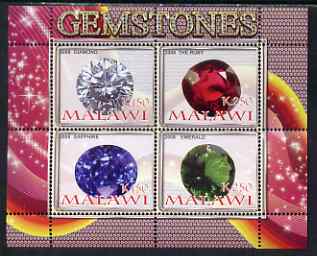 Malawi 2008 Gemstones perf sheetlet containing 4 values unmounted mint, stamps on minerals