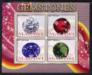 Malawi 2008 Gemstones imperf sheetlet containing 4 values unmounted mint, stamps on minerals
