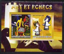 Djibouti 2008 Art & Chess #1 - imperf sheetlet containing 2 values unmounted mint, stamps on arts, stamps on chess