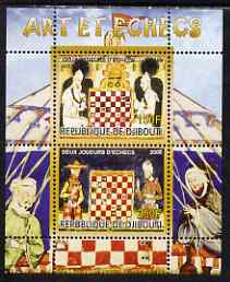 Djibouti 2008 Art & Chess #3 - perf sheetlet containing 2 values unmounted mint, stamps on arts, stamps on chess
