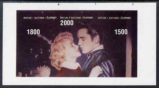 Batum 1995 'The Kiss'  Elvis Presley & Marilyn Monroe imperf sheetlet unmounted mint. Note this item is privately produced and is offered purely on its thematic appeal, it has no postal validity, stamps on music, stamps on personalities, stamps on elvis, stamps on entertainments     films, stamps on cinema, stamps on marilyn monroe