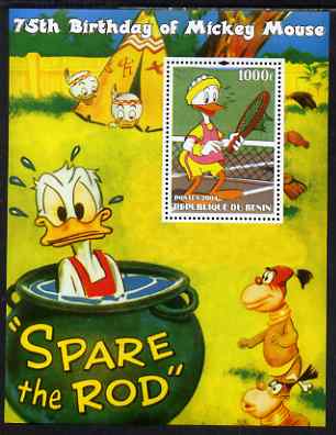 Benin 2004 75th Birthday of Mickey Mouse - Playing Tennis perf m/sheet unmounted mint, stamps on , stamps on  stamps on disney, stamps on  stamps on films, stamps on  stamps on movies, stamps on  stamps on cinema, stamps on  stamps on sport, stamps on  stamps on tennis