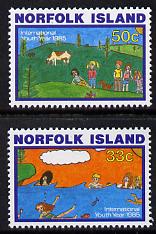 Norfolk Island 1985 Int Youth Year set of 2 unmounted mint, SG 369-70, stamps on children