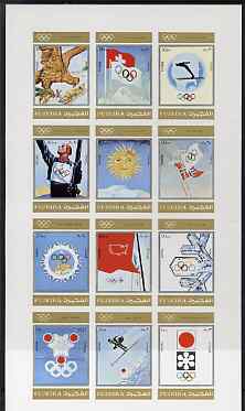 Fujeira 1972 Winter Olympics since 1924 imperf set of 12 unmounted mint, Mi 903-14B , stamps on sport, stamps on bobsled, stamps on flags, stamps on skiing, stamps on olympics, stamps on eagles