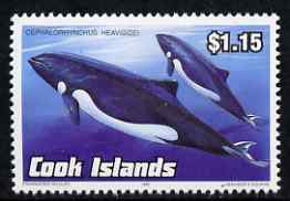 Cook Islands 1992 Endangered Species - Heavisides Dolphin $1.15 perf unmounted mint, SG 1285, stamps on animals, stamps on  wwf , stamps on dolphins, stamps on marine life