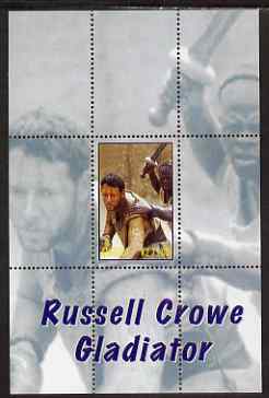Angola 2000 Russell Crowe - Gladiator perf s/sheet #1 unmounted mint. Note this item is privately produced and is offered purely on its thematic appeal, stamps on personalities, stamps on films, stamps on movies, stamps on cinema, stamps on 