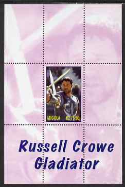 Angola 2000 Russell Crowe - Gladiator perf s/sheet #6 unmounted mint. Note this item is privately produced and is offered purely on its thematic appeal, stamps on personalities, stamps on films, stamps on movies, stamps on cinema, stamps on 