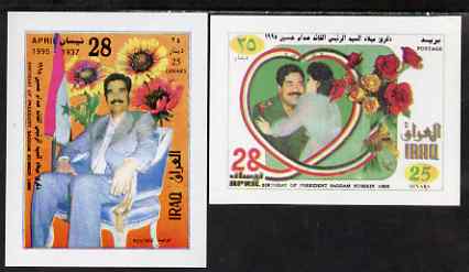Iraq 1995 58th Birth Anniversary of Saddam Hussein set of 2 imperf m/sheets unmounted mint, SG MS 1978, stamps on personalities, stamps on constitutions