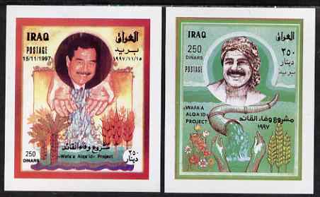 Iraq 1997 Completion of Al Qaid Water Project set of 2 imperf m/sheets unmounted mint, SG MS 2028, stamps on water, stamps on irrigation