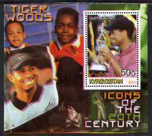 Kyrgyzstan 2001 Icons of the 20th Century - Tiger Woods perf s/sheet unmounted mint, stamps on personalities, stamps on sport, stamps on golf, stamps on 