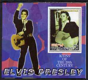 Turkmenistan 2001 Icons of the 20th Century - Elvis Presley perf s/sheet #2 unmounted mint, stamps on personalities, stamps on elvis, stamps on music, stamps on films, stamps on cinema, stamps on films, stamps on movies