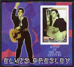 Turkmenistan 2001 Icons of the 20th Century - Elvis Presley imperf s/sheet #2 unmounted mint, stamps on , stamps on  stamps on personalities, stamps on  stamps on elvis, stamps on  stamps on music, stamps on  stamps on films, stamps on  stamps on cinema, stamps on  stamps on films, stamps on  stamps on movies