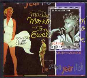 Turkmenistan 2001 Icons of the 20th Century - Marilyn Monroe perf s/sheet #1 unmounted mint, stamps on , stamps on  stamps on personalities, stamps on  stamps on marilyn, stamps on  stamps on music, stamps on  stamps on films, stamps on  stamps on cinema, stamps on  stamps on films, stamps on  stamps on movies