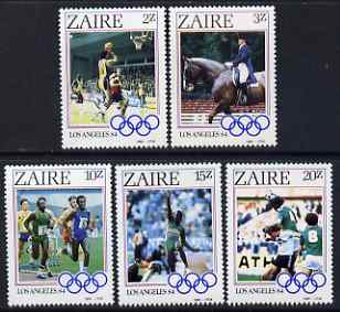 Zaire 1984 Los Angeles Olympic Games perf set of 5 unmounted mint SG 1195-9, stamps on olympics, stamps on basketball, stamps on equestrian, stamps on horses, stamps on running, stamps on long jump, stamps on football