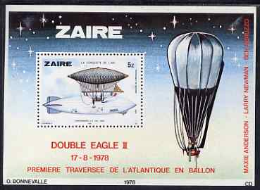 Zaire 1978 History of Aviation perf m/sheet unmounted mint SG MS 935, stamps on aviation, stamps on airships, stamps on balloons, stamps on zeppelins