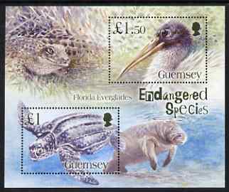 Guernsey 2006 Endangered Species of the Florida Everglades perf m/sheet unmounted mint, SG MS 1096, stamps on animals, stamps on turtles, stamps on ibis, stamps on crocodiles, stamps on manatees