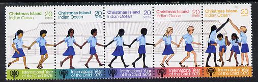 Christmas Island 1979 Int Year of the Child se-tenant strip of 5 unmounted mint, SG 108a, stamps on children, stamps on  iyc , stamps on 