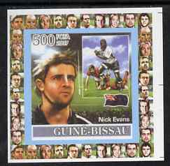 Guinea - Bissau 2007 Rugby - Nick Evans individual imperf deluxe sheet unmounted mint. Note this item is privately produced and is offered purely on its thematic appeal, stamps on sport, stamps on rugby, stamps on personalities