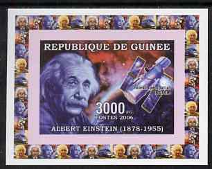 Guinea - Conakry 2006 Albert Einstein individual imperf deluxe sheet #1 with Hubble Telescope, unmounted mint. Note this item is privately produced and is offered purely on its thematic appeal as Yv 319, stamps on personalities, stamps on einstein, stamps on science, stamps on physics, stamps on nobel, stamps on einstein, stamps on maths, stamps on space, stamps on judaica, stamps on atomics, stamps on telescopes, stamps on personalities, stamps on einstein, stamps on science, stamps on physics, stamps on nobel, stamps on maths, stamps on space, stamps on judaica, stamps on atomics