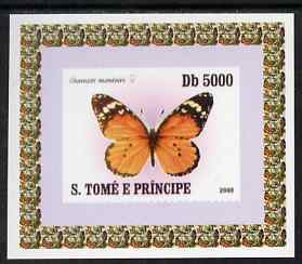 St Thomas & Prince Islands 2008 Butterflies individual imperf deluxe sheet #1 unmounted mint. Note this item is privately produced and is offered purely on its thematic appeal, stamps on butterflies