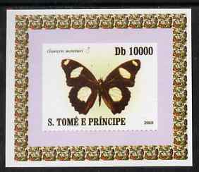 St Thomas & Prince Islands 2008 Butterflies individual imperf deluxe sheet #3 unmounted mint. Note this item is privately produced and is offered purely on its thematic appeal, stamps on butterflies