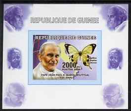 Guinea - Conakry 2006 The Humanitarians - The Pope individual imperf deluxe sheet with Gandhi & Mandela in margins, unmounted mint. Note this item is privately produced a..., stamps on personalities, stamps on pope, stamps on gandhi, stamps on mandela, stamps on nobel, stamps on butterflies, stamps on personalities, stamps on mandela, stamps on nobel, stamps on peace, stamps on racism, stamps on human rights