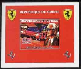 Guinea - Conakry 2006 Ferrari individual imperf deluxe sheet #1 showing Enzo Ferrari, unmounted mint. Note this item is privately produced and is offered purely on its thematic appeal , stamps on personalities, stamps on cars, stamps on ferrari, stamps on 
