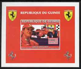Guinea - Conakry 2006 Ferrari individual imperf deluxe sheet #3 showing Michael Schumacher, unmounted mint. Note this item is privately produced and is offered purely on its thematic appeal , stamps on personalities, stamps on cars, stamps on ferrari, stamps on  f1 , stamps on formula 1, stamps on 