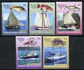Cuba 2005 Ships - Fishing & Merchant Shipping perf set of 5 unmounted mint SG 4837-41, stamps on ships, stamps on fish, stamps on marine life, stamps on shrimps, stamps on 