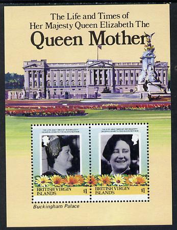 British Virgin Islands 1985 Buckingham Palace (Queen Mother) m/sheet unmounted mint, SG MS 587, stamps on buildings, stamps on royalty, stamps on queen mother