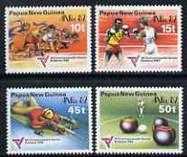 Papua New Guinea 1982 Commonwealth Games and Anpex 82 Stamp Exhibition set of 4 unmounted mint, SG 460-63, stamps on sports, stamps on boxing, stamps on shooting, stamps on bowls, stamps on athletics, stamps on stamp exhibitions, stamps on sport