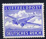 Germany 1942 Military Field Post for Air Mail nvi ultramarine perf 13.5 unmounted mint SG M804, stamps on aviation, stamps on junkers