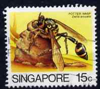Singapore 1986 Delta arcuata (Wasp) 15c used SG 493 from Insects set of 12 , stamps on insects, stamps on wasps