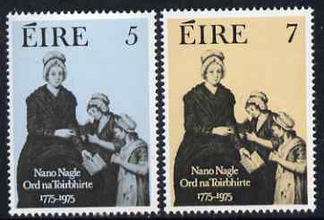 Ireland 1975 Bicentenary of Presentation Order of Nuns set of 2 unmounted mint, SG 376-77, stamps on religion